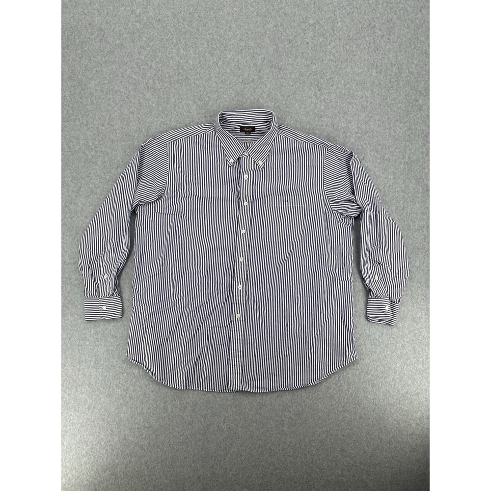 Hamilton Since 1883‎ Blue White Stripe Button Down Shirt Mens XL XXL
